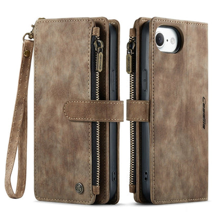 Zipper Leather Wallet Phone Case - Brown