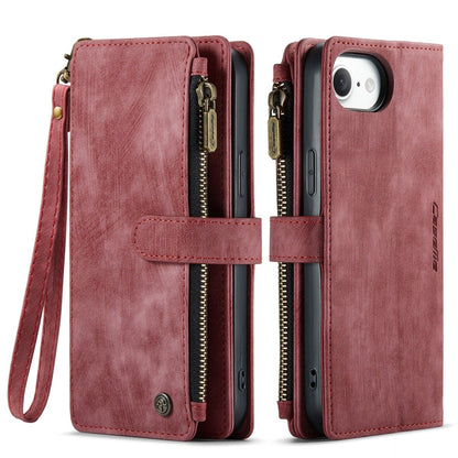 Zipper Leather Wallet Phone Case - Red