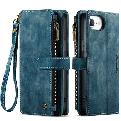 Zipper Leather Wallet Phone Case - Blue