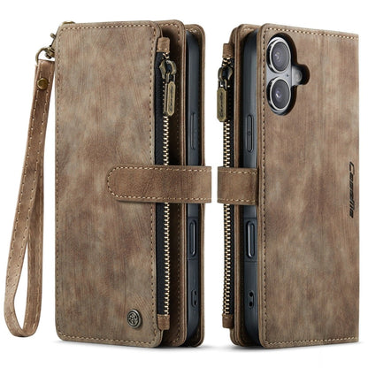 Zipper Leather Wallet Phone Case - Brown