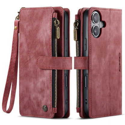 Zipper Leather Wallet Phone Case - Red