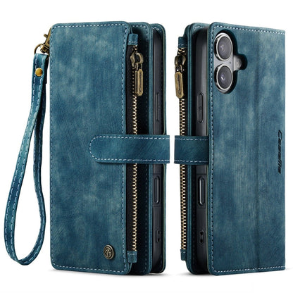 Zipper Leather Wallet Phone Case - Blue