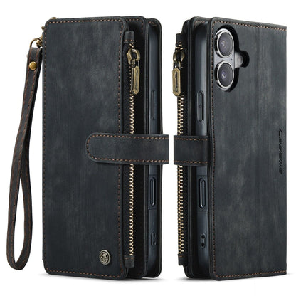 Zipper Leather Wallet Phone Case - Black