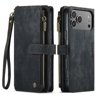 Zipper Leather Wallet Phone Case - Black