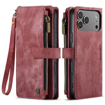 Zipper Leather Wallet Phone Case - Red