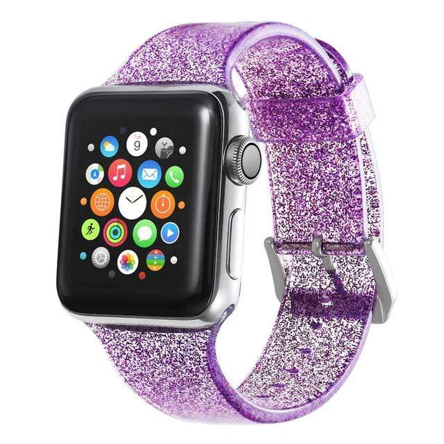 Glitter Silicone Watch Band - Purple