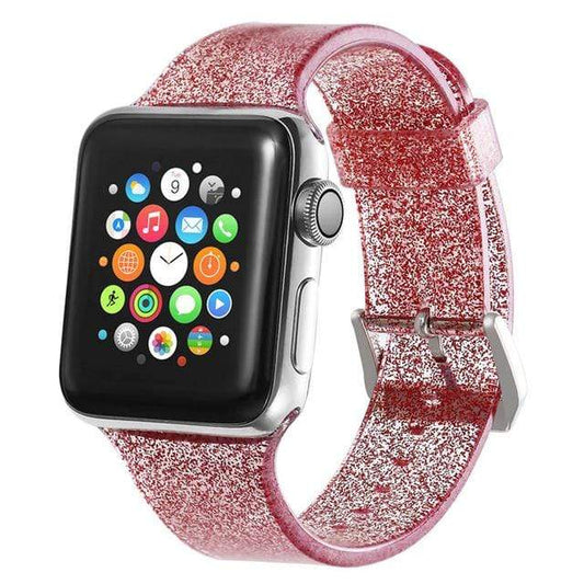 Glitter Silicone Watch Band - Red