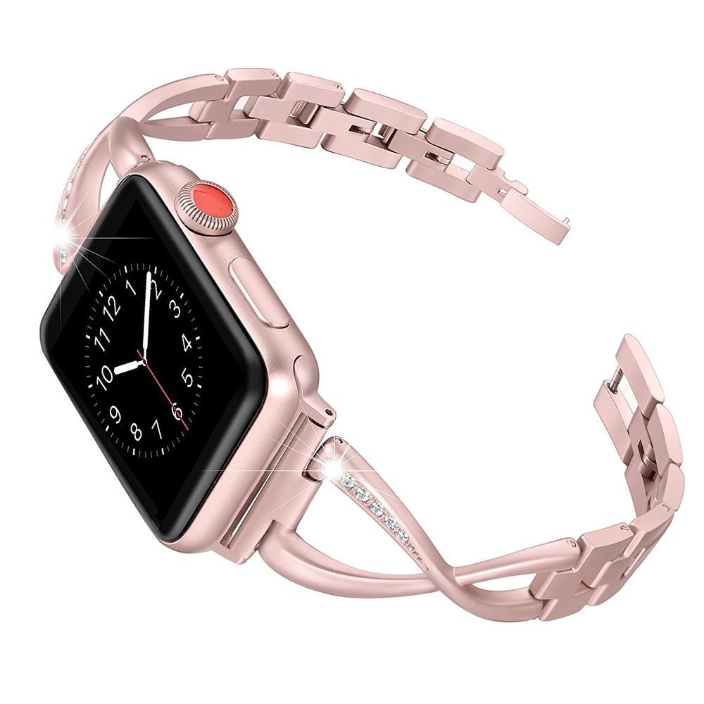 Rhinestone Bracelet Watch Band - Rose Gold