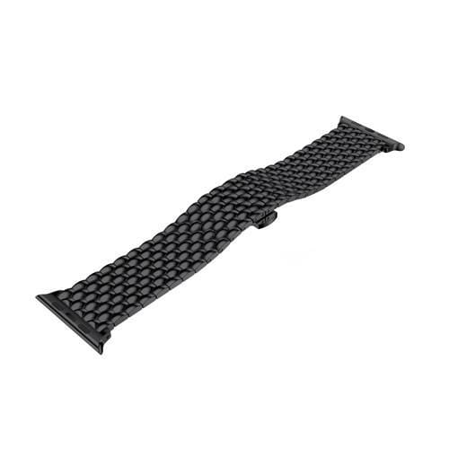 Wave Link Stainless Steel Watch Band - Black