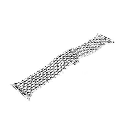 Wave Link Stainless Steel Watch Band - Silver