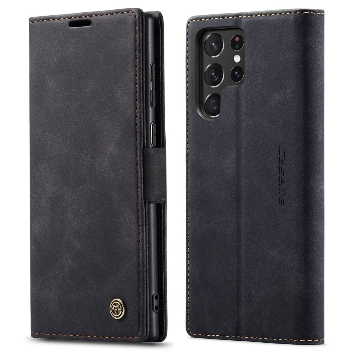 Slim Magnetic Leather Case For Samsung Galaxy - Black
