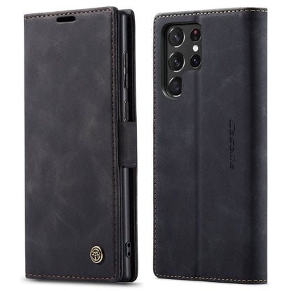 Slim Magnetic Leather Case For Samsung Galaxy - Black