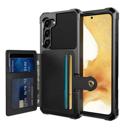 Magnetic Leather Wallet Case For Samsung Galaxy S - Black