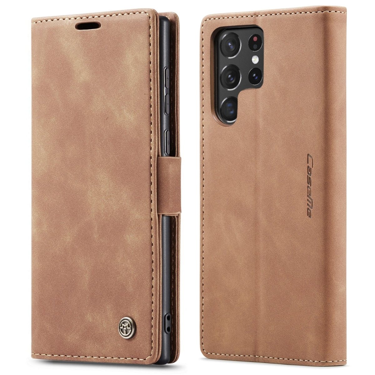 Slim Magnetic Leather Case For Samsung Galaxy - Brown