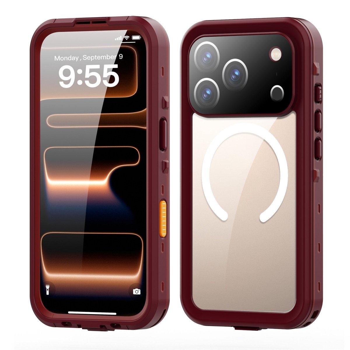 Waterproof Phone Case With Magnetic Charging - Cherry Red