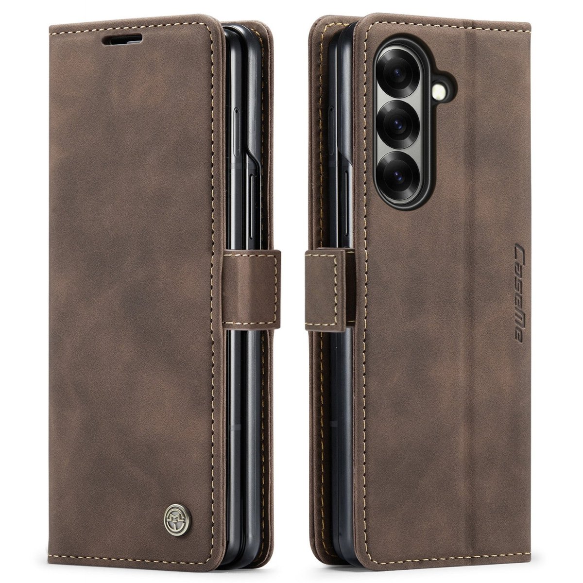 Slim Magnetic Leather Case For Samsung Galaxy - Coffee