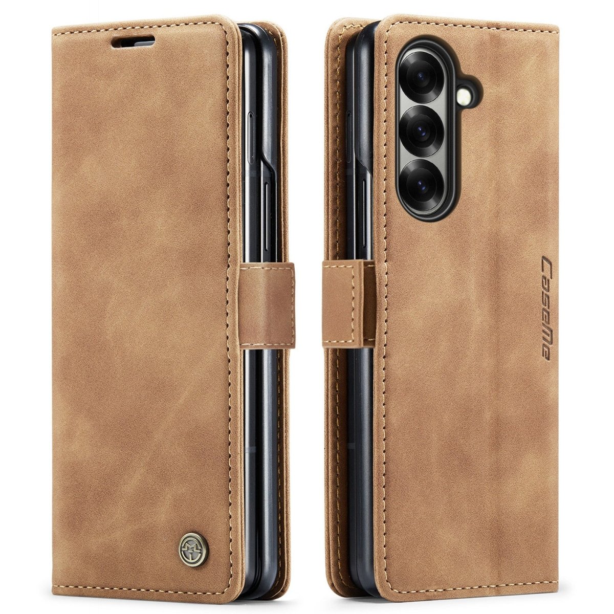 Slim Magnetic Leather Case For Samsung Galaxy - Brown