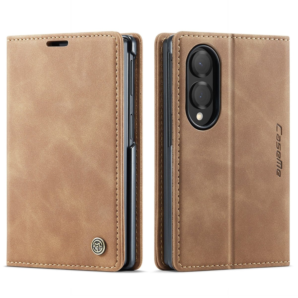 Slim Magnetic Leather Case For Samsung Galaxy - Brown