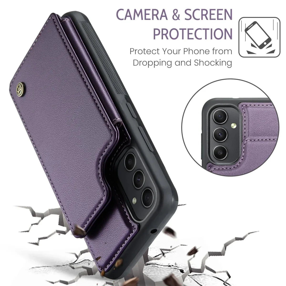 RFID Flip Leather Wallet Case For Samsung A Series