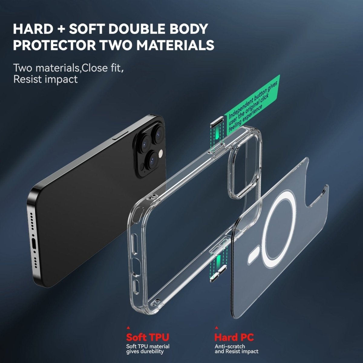 Clear Shockproof Phone Case With Magnetic Charging
