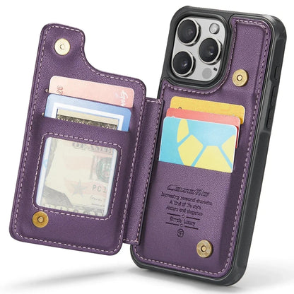 RFID Flip Leather Wallet Phone Case - Purple