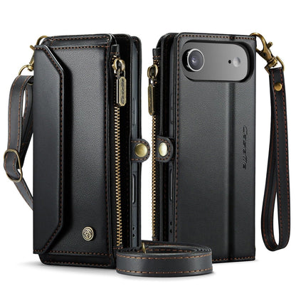 RFID Crossbody Leather Wallet Phone Case - Black
