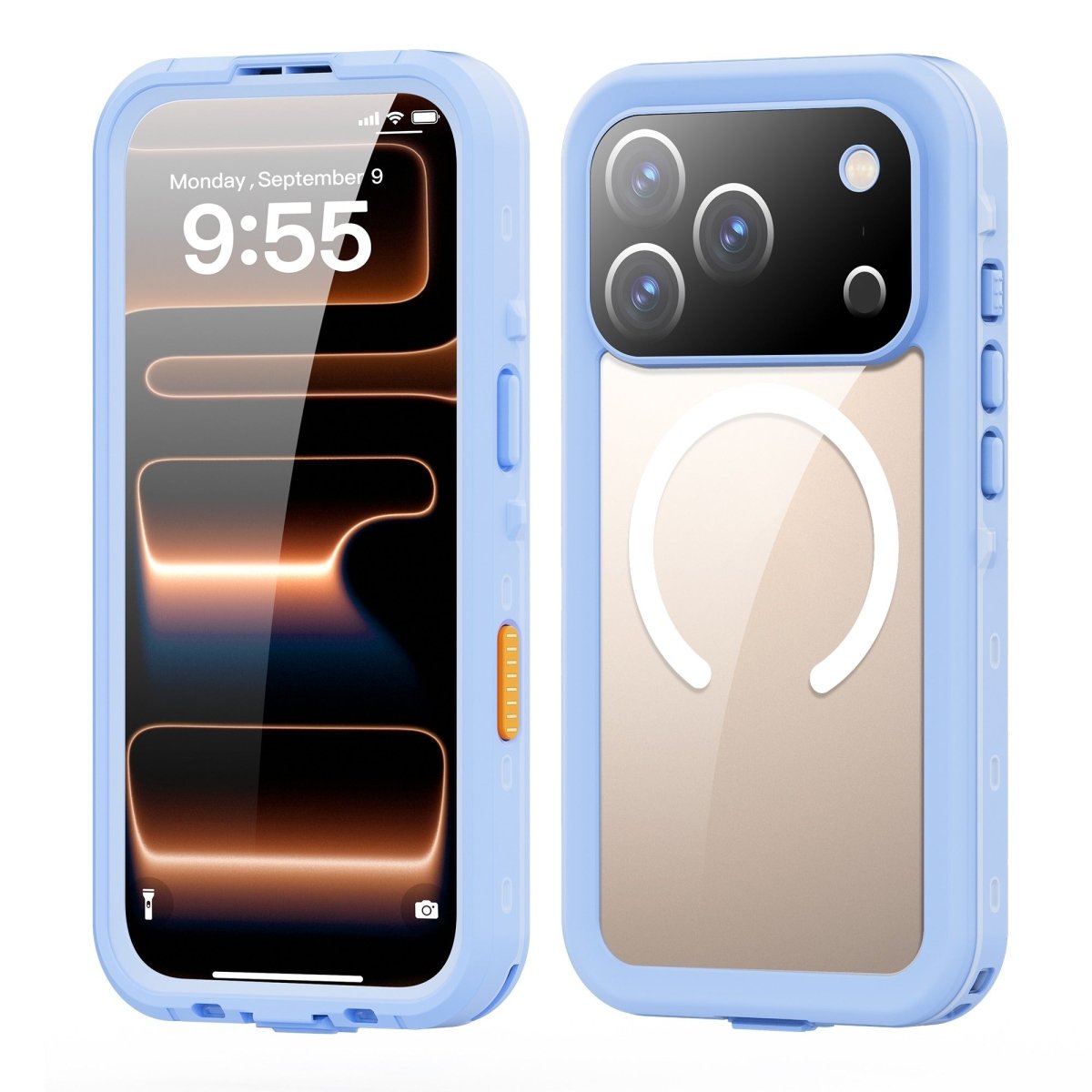 Waterproof Phone Case With Magnetic Charging - Light Blue