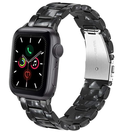Italian Resin Watch Band - Black Marble
