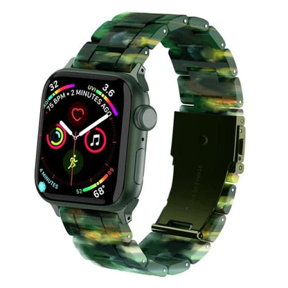 Italian Resin Watch Band - Army Green Marble