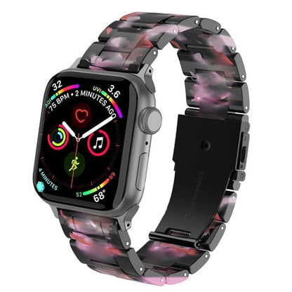 Italian Resin Watch Band - Colorful Black Marble
