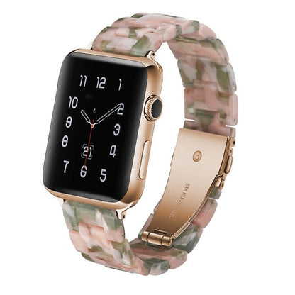 Italian Resin Watch Band - Pink Green Marble