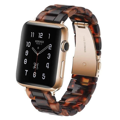 Italian Resin Watch Band - Tortoise Dark