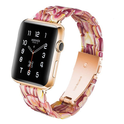 Italian Resin Watch Band - Pink Flowery Marble