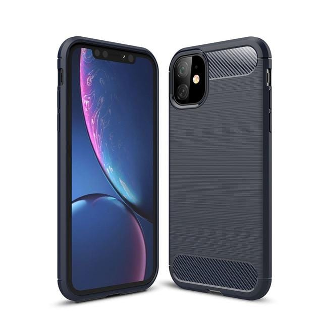 Slim Brushed Carbon Fiber Phone Case - Blue