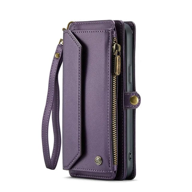 RFID Crossbody Leather Wallet Phone Case - Purple
