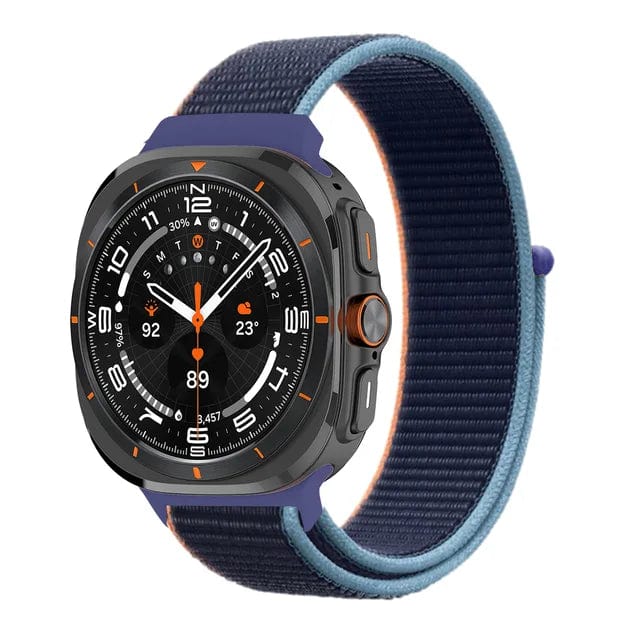Nylon Sports Watch Band For Samsung Watch 7 Ultra - Deep Navy Blue