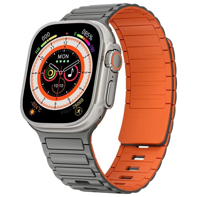 Silicone Magnetic Loop Watch Band - Gray Orange