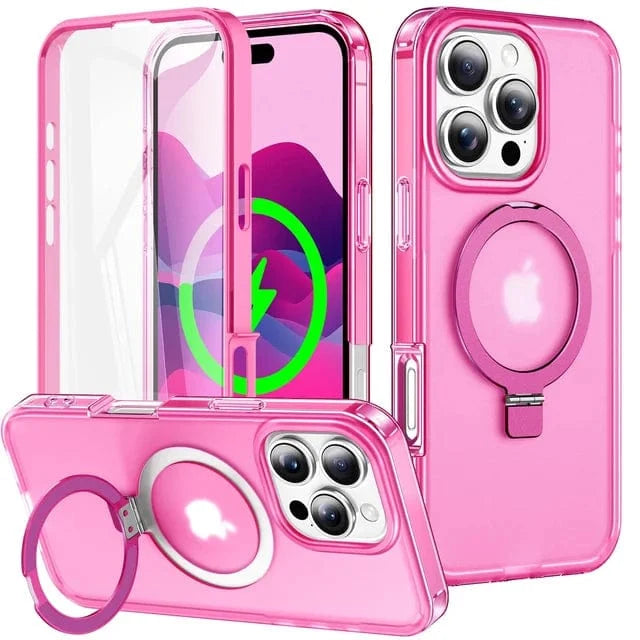 Protective Matte Phone Case With Kickstand - Rose Red