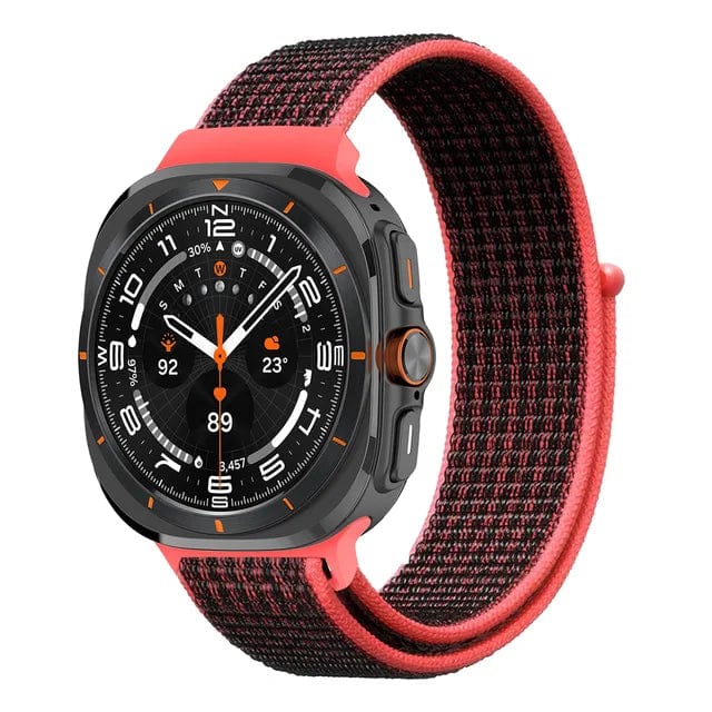 Nylon Sports Watch Band For Samsung Watch 7 Ultra - Red Black