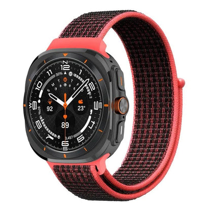 Nylon Sports Watch Band For Samsung Watch 7 Ultra - Red Black