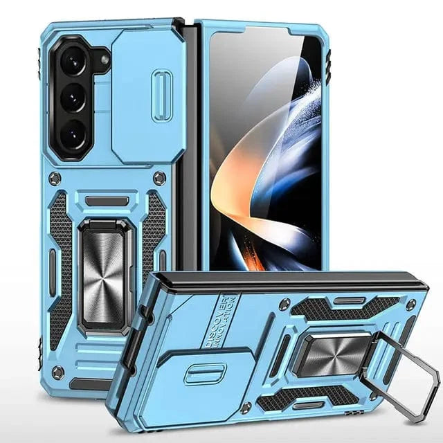Magnetic Case With Kickstand & Camera Cover For Samsung Z Fold - Light Blue