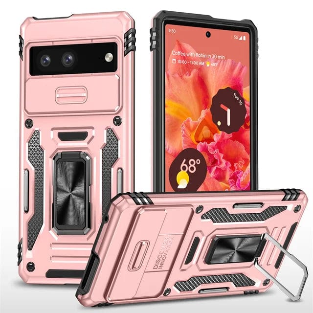 Magnetic Phone Case With Kickstand & Camera Cover For Google Pixel - Rose Gold