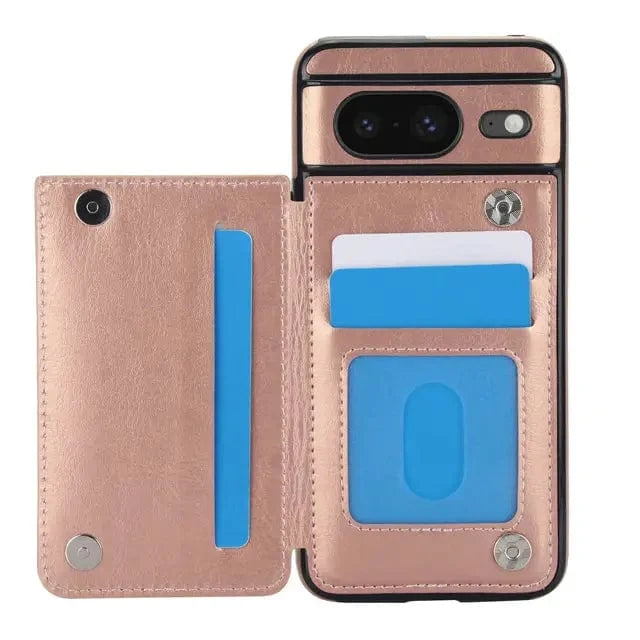 Leather Wallet Case For Google Pixel - Rose Gold