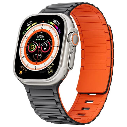 Silicone Magnetic Loop Watch Band - Black Orange