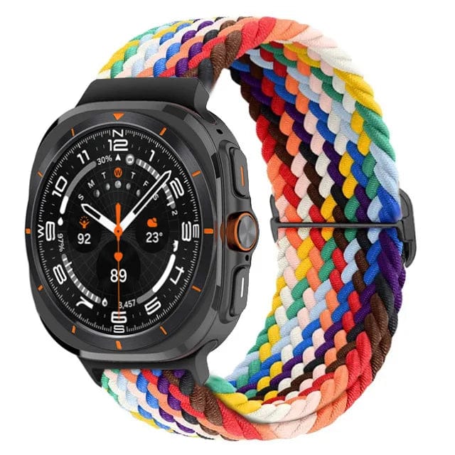 Braided Solo Loop Watch Band For Samsung Watch 7 Ultra - Rainbow
