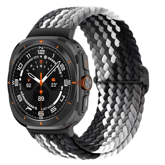 Braided Solo Loop Watch Band For Samsung Watch 7 Ultra - Black Gray