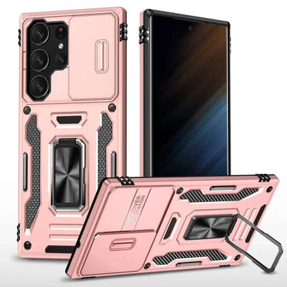 Magnetic Case With Kickstand & Camera Cover For Samsung S Series - Rose Gold