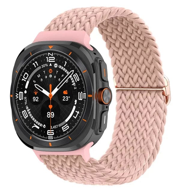 Braided Solo Loop Watch Band For Samsung Watch 7 Ultra - Pink Sand