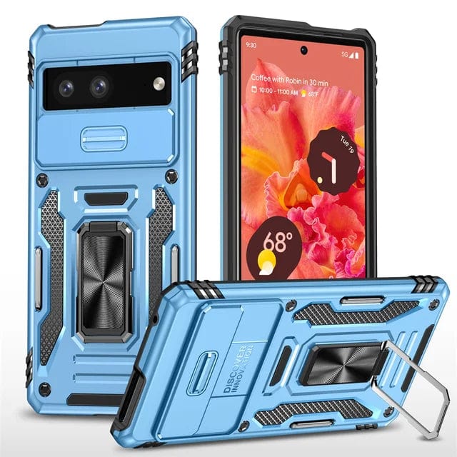 Magnetic Phone Case With Kickstand & Camera Cover For Google Pixel - Light Blue