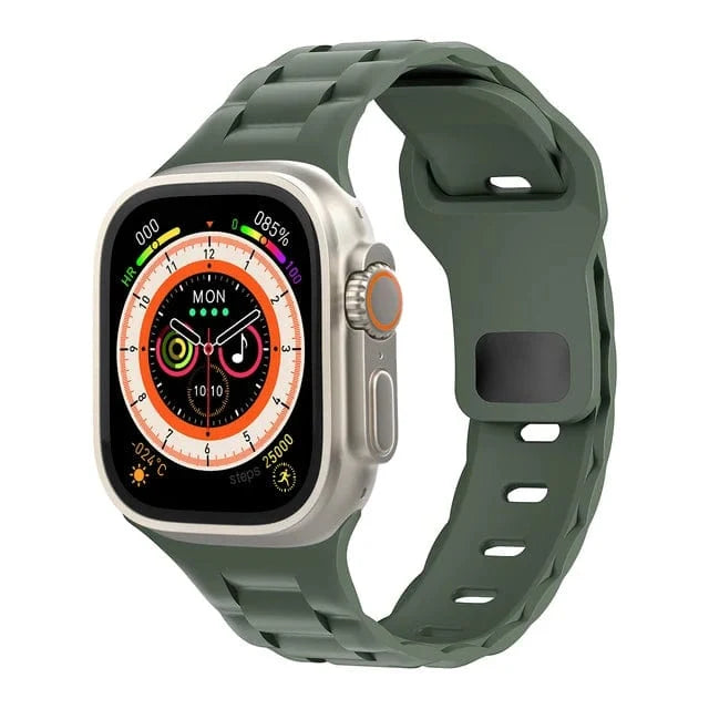 Link Silicone Sports Watch Band - Olive Green